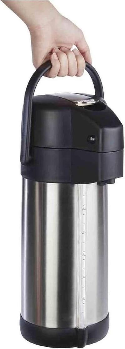 Thermoskan met pomp - Drankdispenser warm - Dranken serveren - Dubbelwandig RVS - 3 liter inhoud - Zilverkleurig