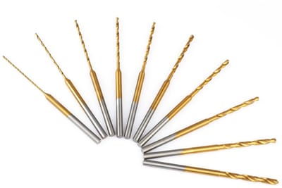 Dailygoods - Ainiv Set van 10 kleine spiraalboren, 0,6 mm tot 2,2 mm en 2,35 mm, mini-schuurboren, titanium coating, handboor voor sleutelhangers, oorbellen, sieraden, hars en hout