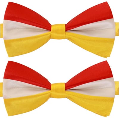 PartyXplosion Carnaval verkleed strikje - 2x - Oeteldonk - rood/geel/wit - Den Bosch - 12 x 6 cm - clipsluiting