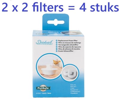 Petsafe - Drinkwell - schuimfilters voor drinkfontein 2 st -- ** 2 X ** = 4 filters - verlengd de levensduur van uw fontein