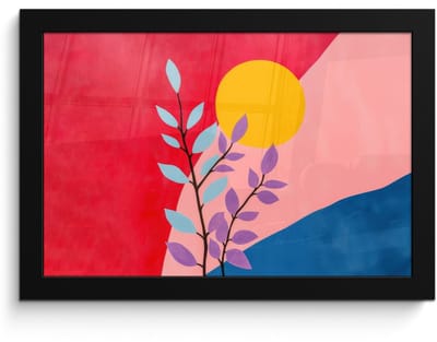 Poster in lijst - Fotolijst 30x20 cm - Posters - Bladeren - Zon - Abstracte vormen - Posterlijst zwart - Decoratie - Wanddecoratie woonkamer - Muurdecoratie slaapkamer