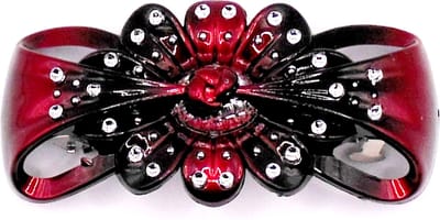 Patentspeld rood strik met strass punten