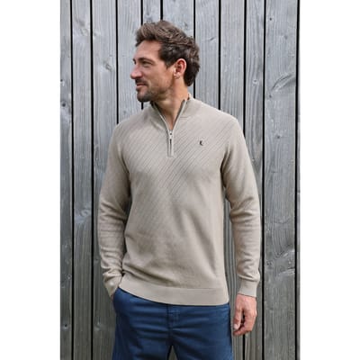 Kultivate Kn Crossed Zip Seneca Rock Größe: S | Pullover Outlet | Herren
