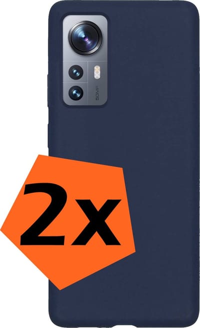 Hoes - 2 Stuks - Geschikt voor Xiaomi 12 Pro - Sterk & Shockproof - Case Siliconen - Back Cover - Telefoon Hoes - Donkerblauw