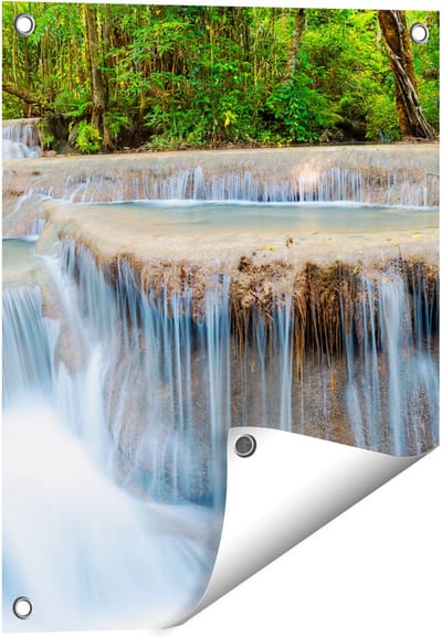 Gards Tuinposter Waterval in het Bos in Thailand - 40x50 cm - Tuindoek - Tuindecoratie - Wanddecoratie buiten - Tuinschilderij