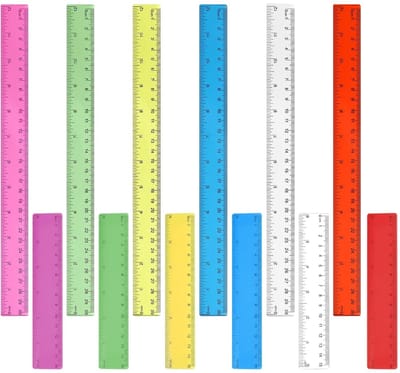 Dailygoods - Set van 12 Gekleurde Linialen (30 cm en 15 cm)