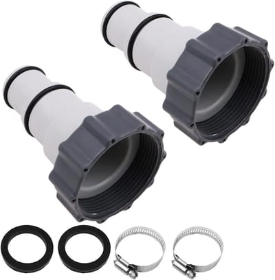 2-Pack Slangadapter met Kraag Vervanging voor Intex Boven Grond Zwembad 1.5" naar 1.2" Slangadapter voor Schroefdraadpompen en Plunjerklep