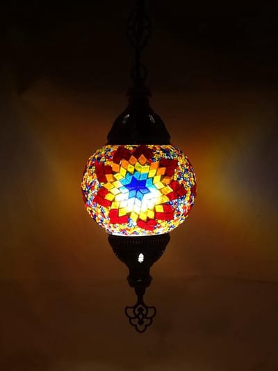 Oosterse lamp - hanglamp multicolour ster - 1 stuk - handgemaakt met mozaïek glas