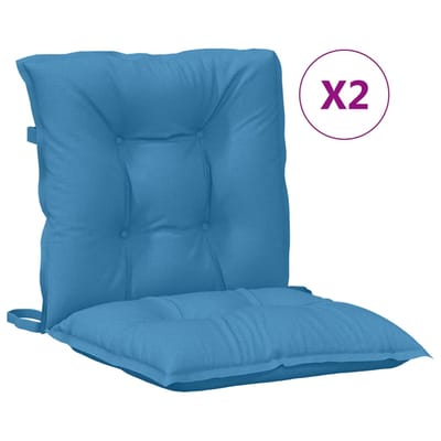 vidaXL Stoelkussens 2 st lage rug 100x50x7 cm stof gemêleerd blauw