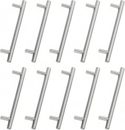 10 Stuks Deurknoppen RVS Zilver 192mm Gatenafstand voor Keuken, Kast en Lade - Inclusief Schroeven