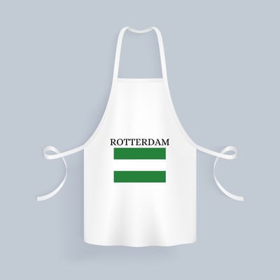 Akyol - rotterdam Keukenschort - Rotterdam - toeristen rotterdammers - groen wit groen vlag - cadeautje - kado - erasmusbrug - zuid holland - 82 bij 71 cm