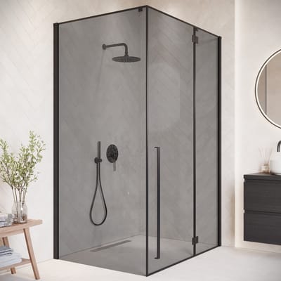 Badplaats Douchecabine Vancouver 90 x 120 x 190 cm - Zwart - Rookglas - Douchewand met Draaideur