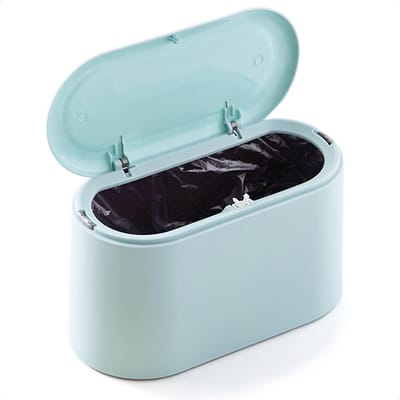 Bureaublad Prullenbak - Afvalbak Mini - Kantoor Organiseren - Met Deksel - 22x11x13cm - Blauw