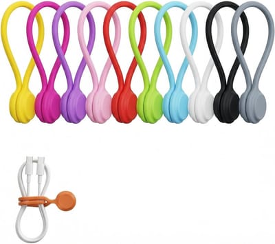 Magnetische kabelbinders van siliconen, 10 stuks, hersluitbaar voor optimaal kabelbeheer, kabelorganizer en bescherming, ideaal voor reizen en thuisgebruik