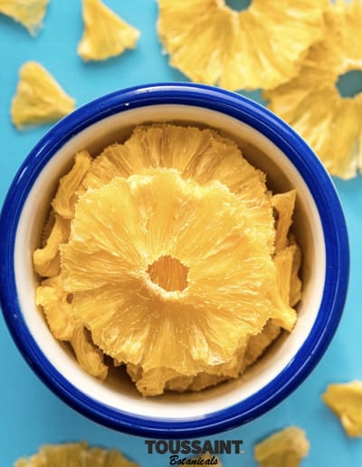 Toussaint Botanicals Premium Gedroogde Ananas Schijfjes 100% Natuurlijk 100 g - Cocktails - Decoratie - Taartversiering - Tropische Smaak - Premium Kwaliteit - Gratis Verzending!
