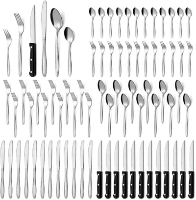 Allecto - Bestekset - Roestvrijstalen - Vaatwasmachinebestendig - 72-delige - Elegante en moderne - Geschikt voor 12 personen - Perfect voor feesten