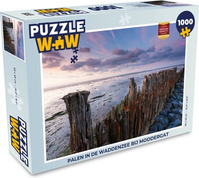 Puzzel Palen in de Waddenzee bij Moddergat - Legpuzzel - Puzzel 1000 stukjes volwassenen
