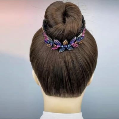 Accessoires de Cheveux à Tête Sphérique Résine Feuille d'Olivier Bobine à Cheveux, Coiffe Épingle à Cheveux pour Femmes, Fleur de Tête Professionnelle Pince Torsadée Boucle pour Queue de Cheval Pleine de Diamants multicolore
