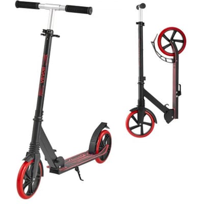 VEVOR Scooter (2 wielen) voor kinderen vanaf 8 jaar, stadsscooter/straatscooter met in hoogte verstelbaar stuur, antislip deck en lichtgewicht frame, opvouwbare step tot 100 kg, zwart + rood