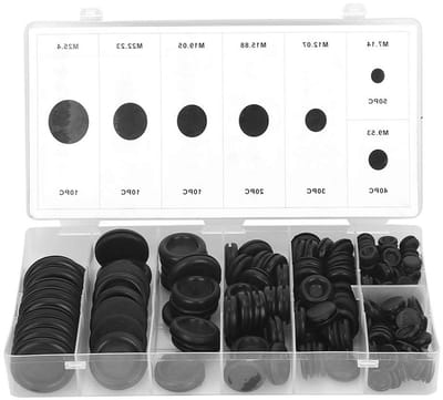 170-delige Zwarte Rubber Grommet Set voor Elektrische Bedrading, Kabelbescherming en Aansluitingen in Plastic Opbergdoos