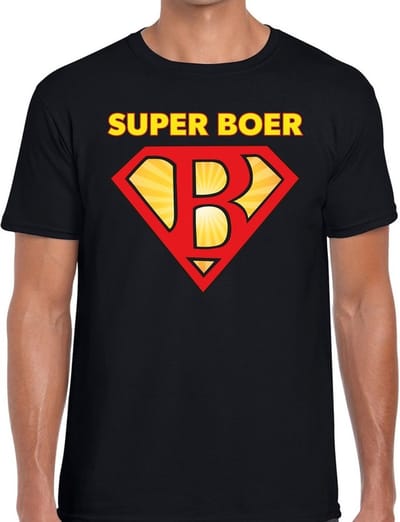 T-shirt super boer - zwart Achterhoek festival shirt voor heren S