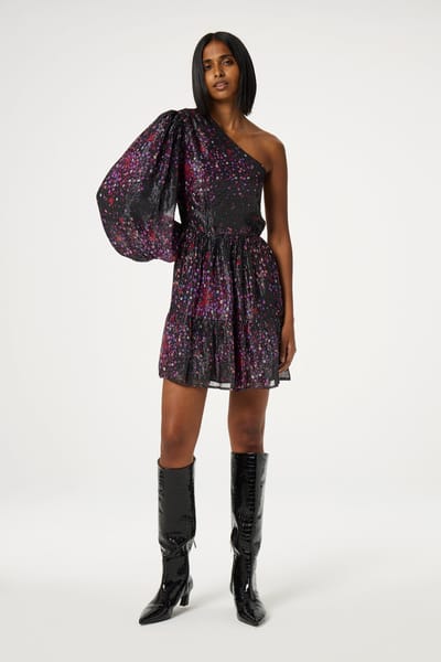Fabienne Chapot Romy Dress Black/raspberry Maat: 34 | Mini Jurken Outlet | Dames | Zwart