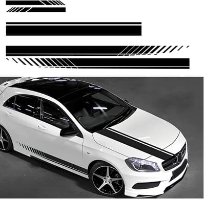 Allecto - Autokapstrepenstickers - Autorace body zijstrepen - Zwart - Sticker decoratie - Geschikt voor SUV's en terreinvoertuigen - Set van 5