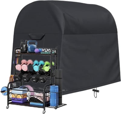 Halterset Gewicht Beschermhoes - Gewicht Houder - Fitnessapparatuur Beschermen - Geoptimaliseerde Luchtstroom - 102x635x89 cm - Zwart