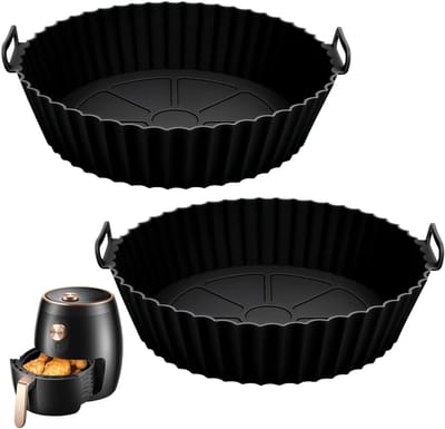 CLVP® Airfryer Accessoires - Siliconen Bakje - Bakpapier - Zwart