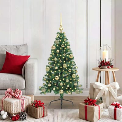 vidaXL - Kunststof - Voorverlichte - Kerstboom - met - 150 - LED - Groen - 120 - cm - PVC