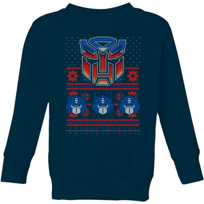 Autobots Classic Ugly Knit Kids' Christmas Jumper - Navy - 98/104 (3-4 jaar)