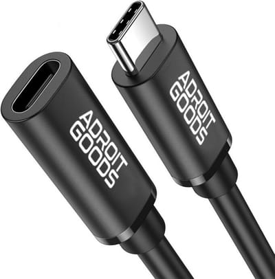 AdroitGoods Usb-C Verlengkabel - 10Gbps - Female naar Male adapter - 1 Meter - Zwart