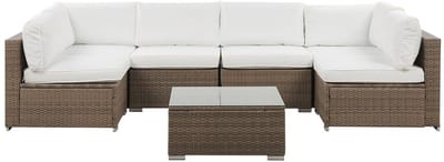 BELVEDERE - Loungeset voor 6 - Bruin/Wit - PE rotan