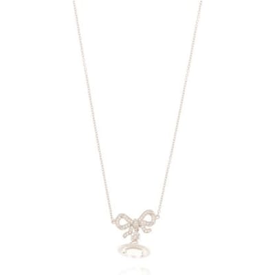 Vivienne Westwood Octavie Strikvormige Transparante Saturnus Bol 925 Zilveren Ketting Korte Nekketting Damesketting 63030027-01P346 Basic Packaging-Dust Bag+Box white