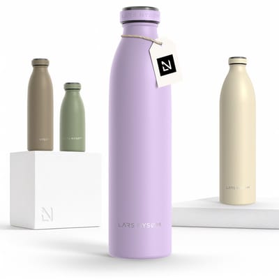 LARS NYSØM Ren Roestvrijstalen drinkfles 750ml - BPA-vrije geïsoleerde waterfles 0,75 Liter (Lavender Purple)