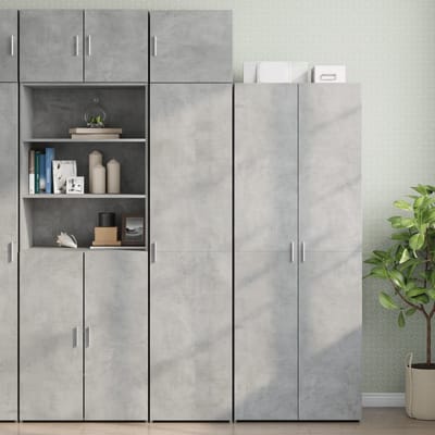 vidaXL - Opbergkast - smal - 45x42,5x225 - cm - bewerkt - hout - betongrijs