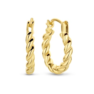 New Bling 9NB-0767 Zilveren Oorringen - Dames - Gedraaid - 15 x 2,5 mm - Zilver - Gold Plated (Verguld/Goud op Zilver)