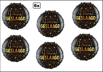 6x Luxe Folieballon Hoera geslaagd (45 cm) - NIET geleverd met helium - Thema feest land festival party fun folie ballon