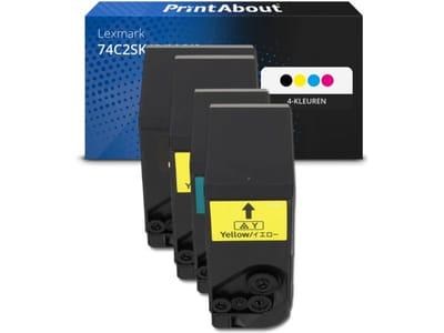 PrintAbout huismerk Toner 74C2SK/C/M/Y0 4-kleuren Multipack Hoge capaciteit Geschikt voor Lexmark