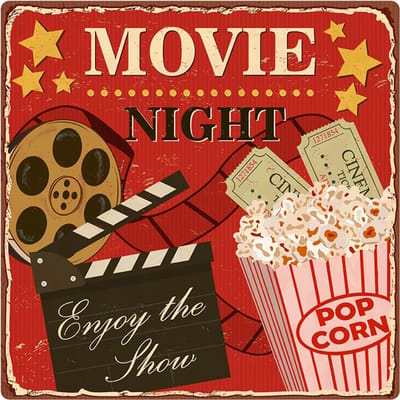 Signs USA - retro wandbord - dibond - Movie Night - 35 x 35 cm