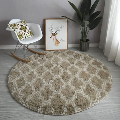 Tapis Tie-Dye Nordique Motif Rond Chaise Panier Suspendu Salon Tapis de Sol en Laine Longue Chambre Lit Recouvert de Tapis en Soie Diameter 50cm