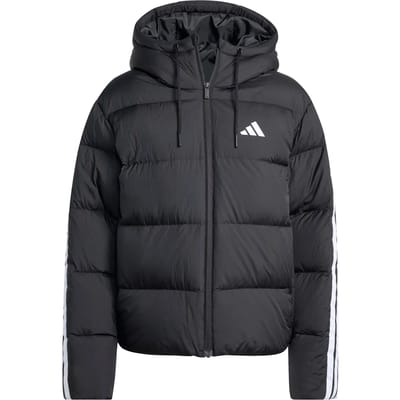 Adidas Essentials Climawarm 3 Stripes Puffer Down Jas Met Capuchon Dames Zwart