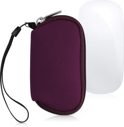 kwmobile computermuis hoes geschikt voor Apple Magic Mouse 1 / 2 hoesje - Muis beschermhoes met rits - Mouse case van neopreen in braam