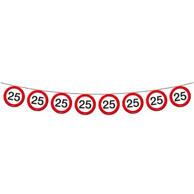 Folat Vlaggenlijn 25 jaar - 10 m - verkeersborden - vlaggentjes - leeftijd/jubileum feestartikelen
