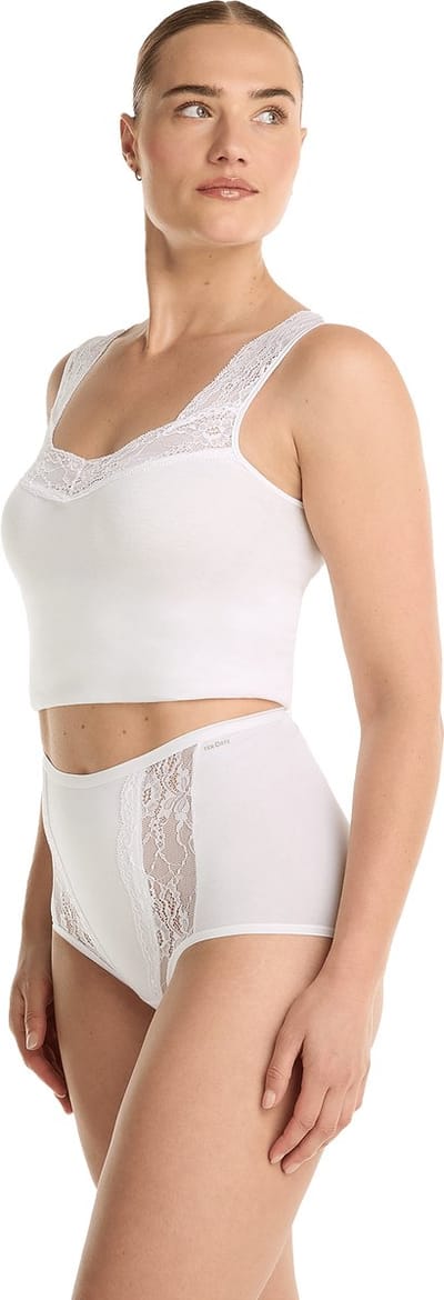ten Cate Dames High waist lace 2-pack – Ondergoed voor dames – Maat S – 2-PACK – Wit – Comfortabel Katoen Ondergoed – Ademend & Zacht – Voordeelverpakking