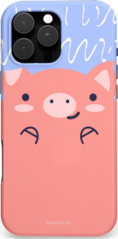 Casetastic Hoesje Geschikt voor Apple iPhone 16 Pro Max Magsafe - Stijlvolle Beschermende Duo-layer Case - Knuffel van varken