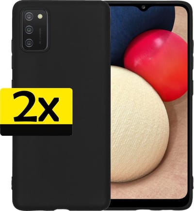 Hoesje - 2 Stuks - Geschikt voor Samsung Galaxy A02s - Sterk & Shockproof - Case Siliconen - Back Cover - Telefoon Hoes - Telefoonhoesjes - Zwart