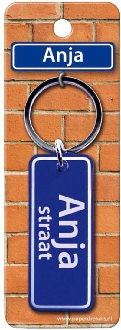 Paper Dreams Sleutelhanger Straatnaam Anja 9 Cm Staal Blauw