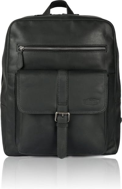 Sparwell Rugzak - Lederen rugzak / Laptop rugzak - 14 inch laptop - zwart