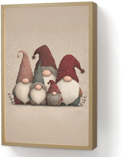 Wandlamp 40x60 cm - Oplaadbaar - Kabouters - Kerst - Sneeuw - Puntmutsen - Wandlampen binnen woonkamer - Slaapkamer lamp - Decoratieve nachtlamp - Vloerlamp draadloos